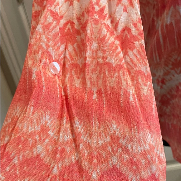 Zac & Rachel V-Neck Coral and White Blouse - Picture 3 of 10